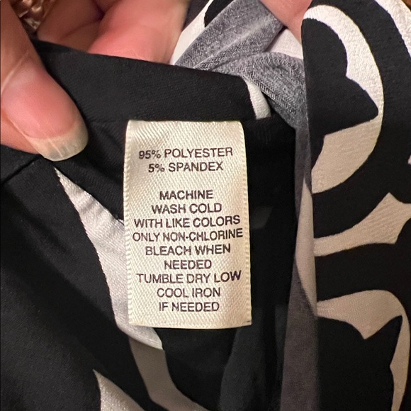 White House Black Market. Black & White with red trim. Swirl Midi Dress - Picture 7 of 7